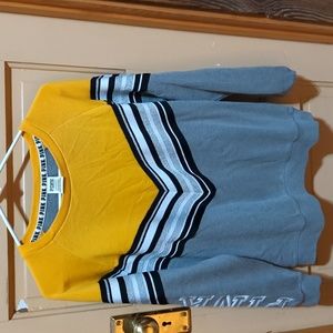 Pink yellow, black, grey, silver sweatshirt. Size XS, fits like a M. Like new
